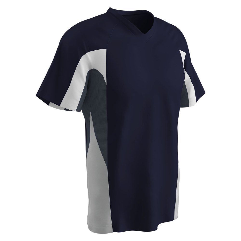 Champro Men's Standard Relief V-Neck Baseball Jersey, Navy,Graphite,White, Adult Medium