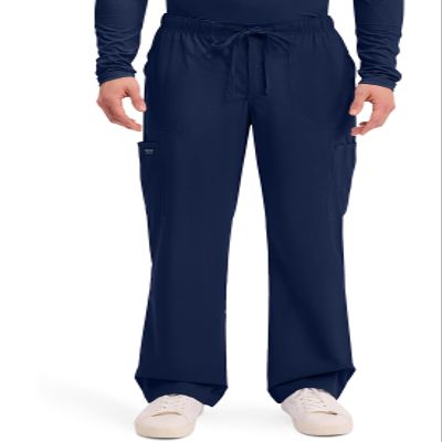 Cherokee Scrubs for Men Tapered Leg Cargo Scrub Pants with Zip Fly, 5 Pockets Elastic Waist 2-Way Stretch & Easy Care - WW190, S, Navy