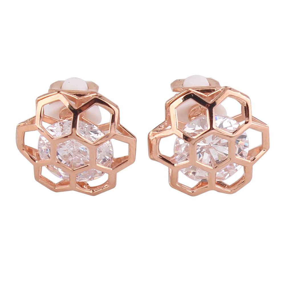 Grace Jun Fashion AAA Cubic Zircon Clip on Earrings No Pierced for Women Luxury Ear Clip Not Allergy (328Gold)