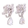 Grace Jun Gold/Platinum/Rose Gold Plated CZ Cute Clip on Earrings Without Piercing for Women (Platinum) view 2