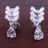 Grace Jun Gold/Platinum/Rose Gold Plated CZ Cute Clip on Earrings Without Piercing for Women (Platinum) view 3