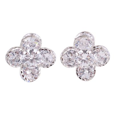 Grace Jun Fashion AAA Cubic Zircon Clip on Earrings No Pierced for Women Luxury Ear Clip Not Allergy (327Platinum)