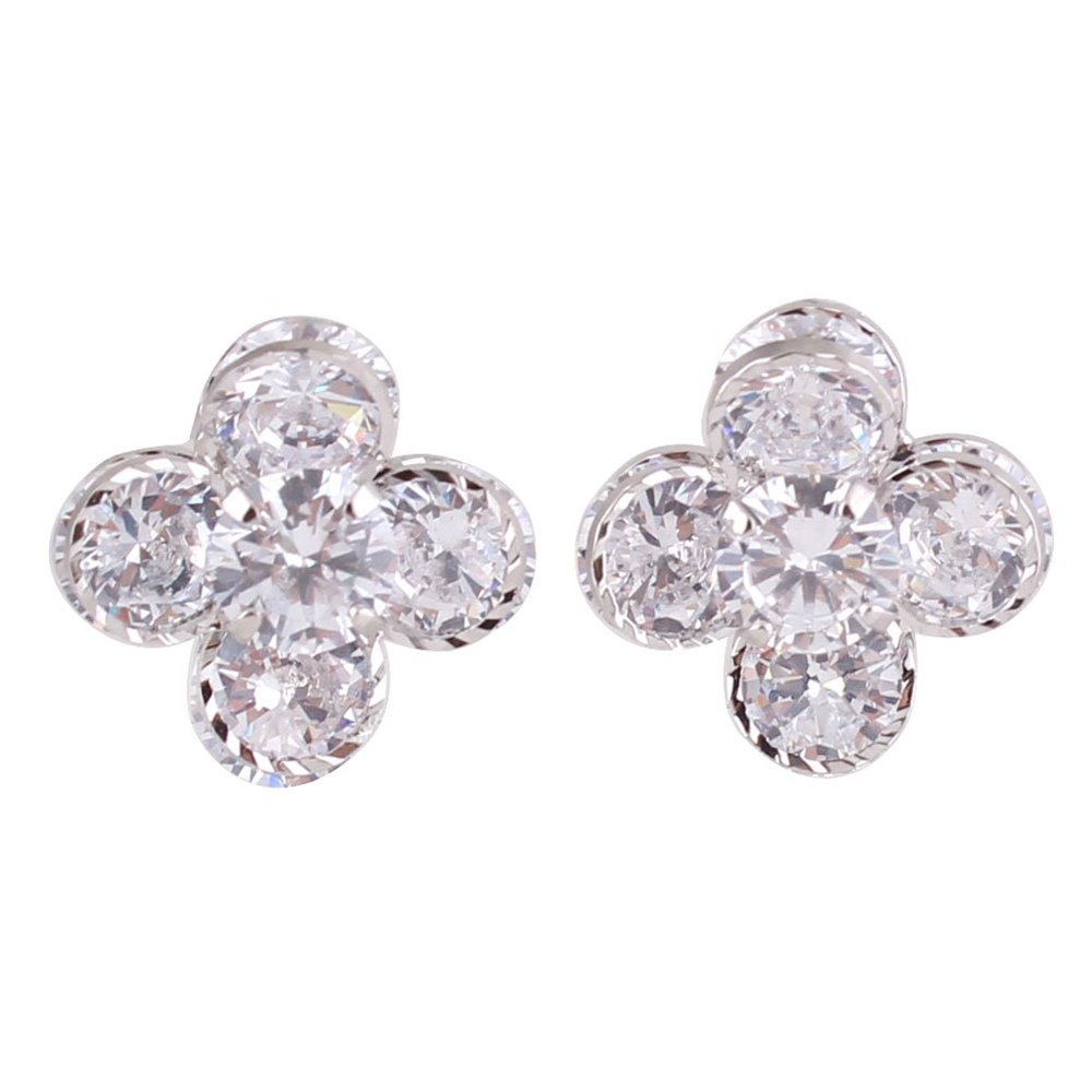 Grace Jun Fashion AAA Cubic Zircon Clip on Earrings No Pierced for Women Luxury Ear Clip Not Allergy (327Platinum)