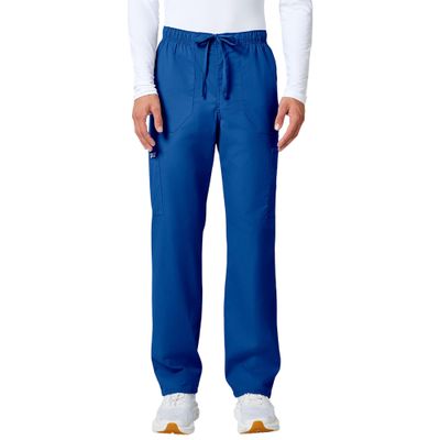 Cherokee Scrubs for Men Tapered Leg Cargo Scrub Pants with Zip Fly, 5 Pockets Elastic Waist 2-Way Stretch & Easy Care - WW190, L Short, Royal