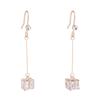 Gold Color or Platinum Plated AAA CZ Gift Box Shape Long Clip on earrings or Drop Pierced Earrings (Gold Pierced) view 1