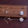 Gold Color or Platinum Plated AAA CZ Gift Box Shape Long Clip on earrings or Drop Pierced Earrings (Gold Pierced) view 2