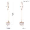 Gold Color or Platinum Plated AAA CZ Gift Box Shape Long Clip on earrings or Drop Pierced Earrings (Gold Pierced) view 3