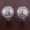 Fashion Cute CZ Flower Clip on Earrings for Women Ear view 2