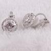 Fashion Cute CZ Flower Clip on Earrings for Women Ear view 3