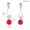 Grace Jun Fashion Simulated Pearl CZ Flower Shape Clip on Earrings No Pierced Earrings (silver red clip on) view 2