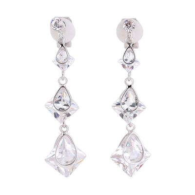 Grace Jun AAA CZ Water Drop Shape Clip on Earrings for Women Ear Clip(Clip-on)