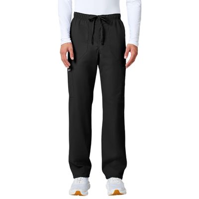 Cherokee Scrubs for Men Tapered Leg Cargo Scrub Pants with Zip Fly, 5 Pockets Elastic Waist 2-Way Stretch & Easy Care Plus Size - WW190, 3XL, Black