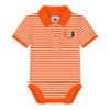 Creative Knitwear College Baby Striped Polo Bodysuit - Miami Hurricanes Logo, Orange/White, for Boys & Girls, 12 Months view 1