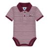 Creative Knitwear College Baby Striped Polo Bodysuit - Mississippi State M State + Bulldog Logo, Maroon/White, for Boys & Girls, 0-3 Months view 1