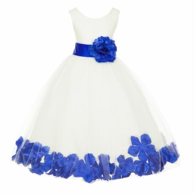 ekidsbridal Floral Rose Petals Ivory Flower Girl Dress Communion Dress Graduation Dresses Formal Dresses 302s M
