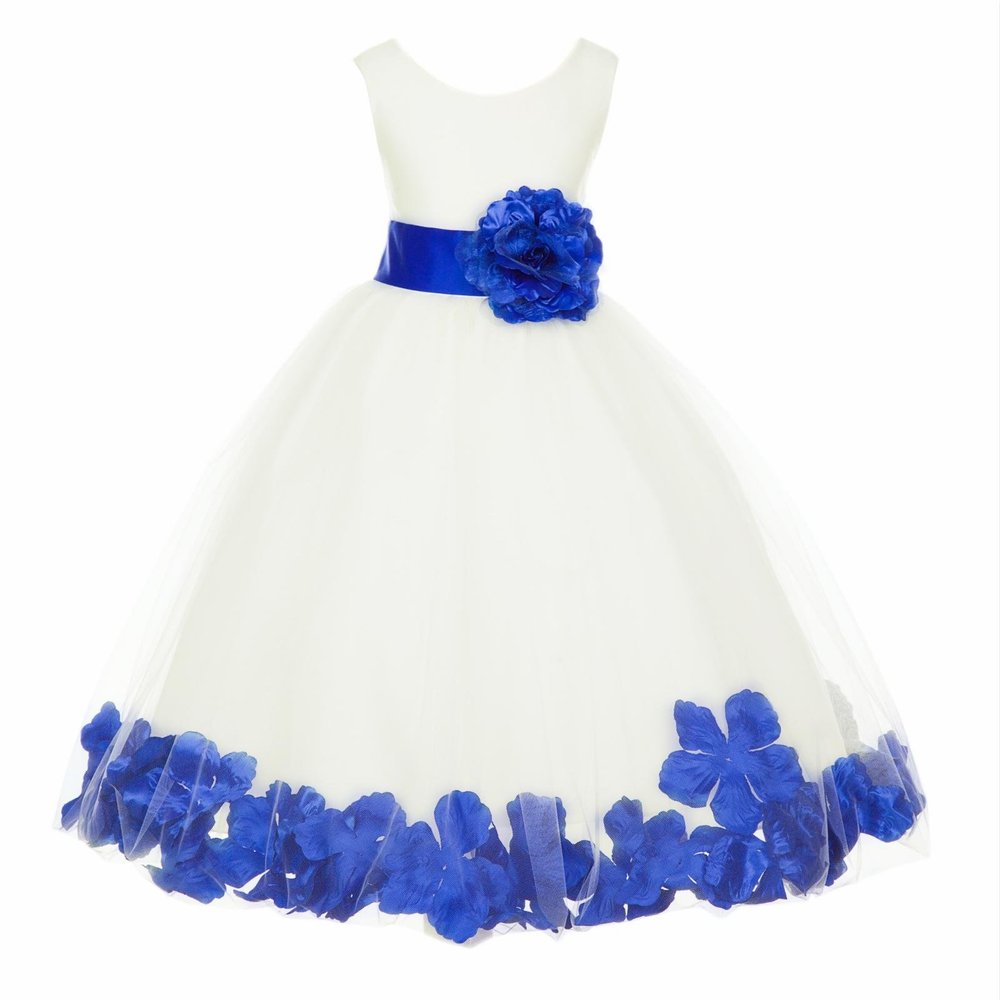 ekidsbridal Floral Rose Petals Ivory Flower Girl Dress Communion Dress Graduation Dresses Formal Dresses 302s M