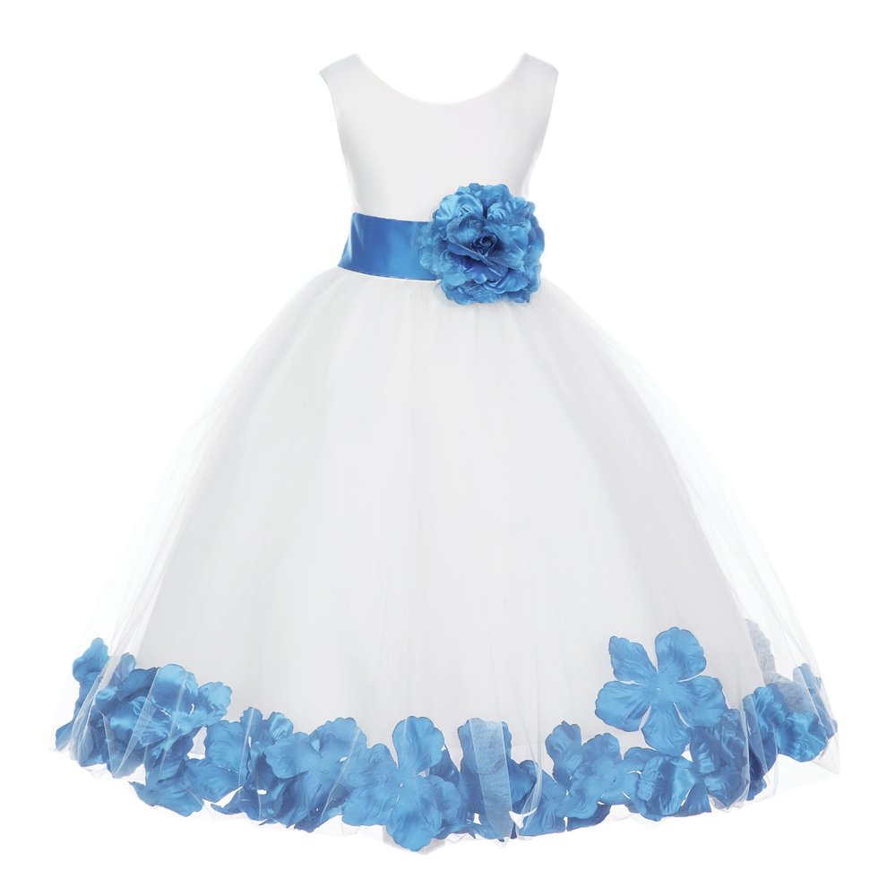 ekidsbridal Floral Rose Petals Ivory Flower Girl Dress Communion Dress Graduation Dresses Formal Dresses 302s M