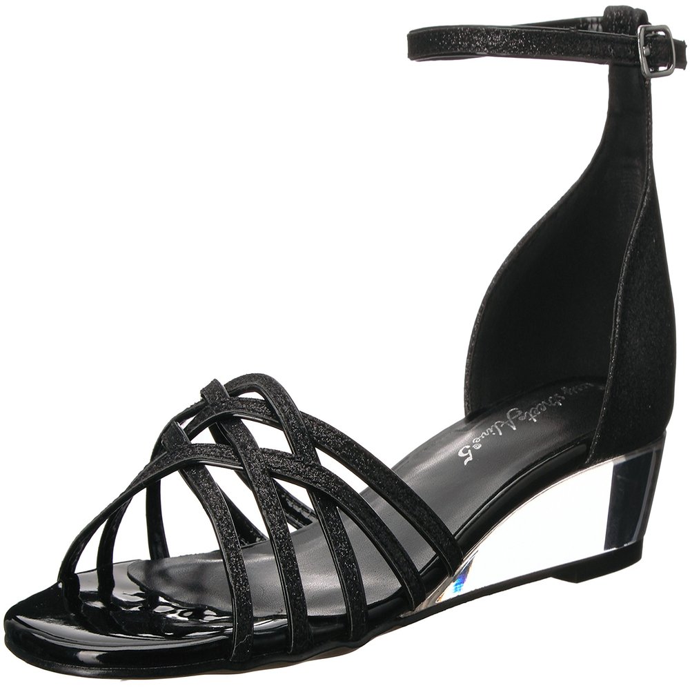Easy Street Women's TARRAH Sandal, black glitter, 7.5 W US