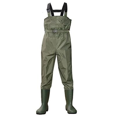 UNISTRENGH Fishing Wader Boots Professional Waterproof Comfy Breathable Bootfoots Wader (Army Green, #7)