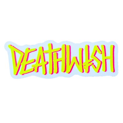 Deathwish Skateboard Sticker Graffiti Logo Yellow/Pink 6.5"x2.5"
