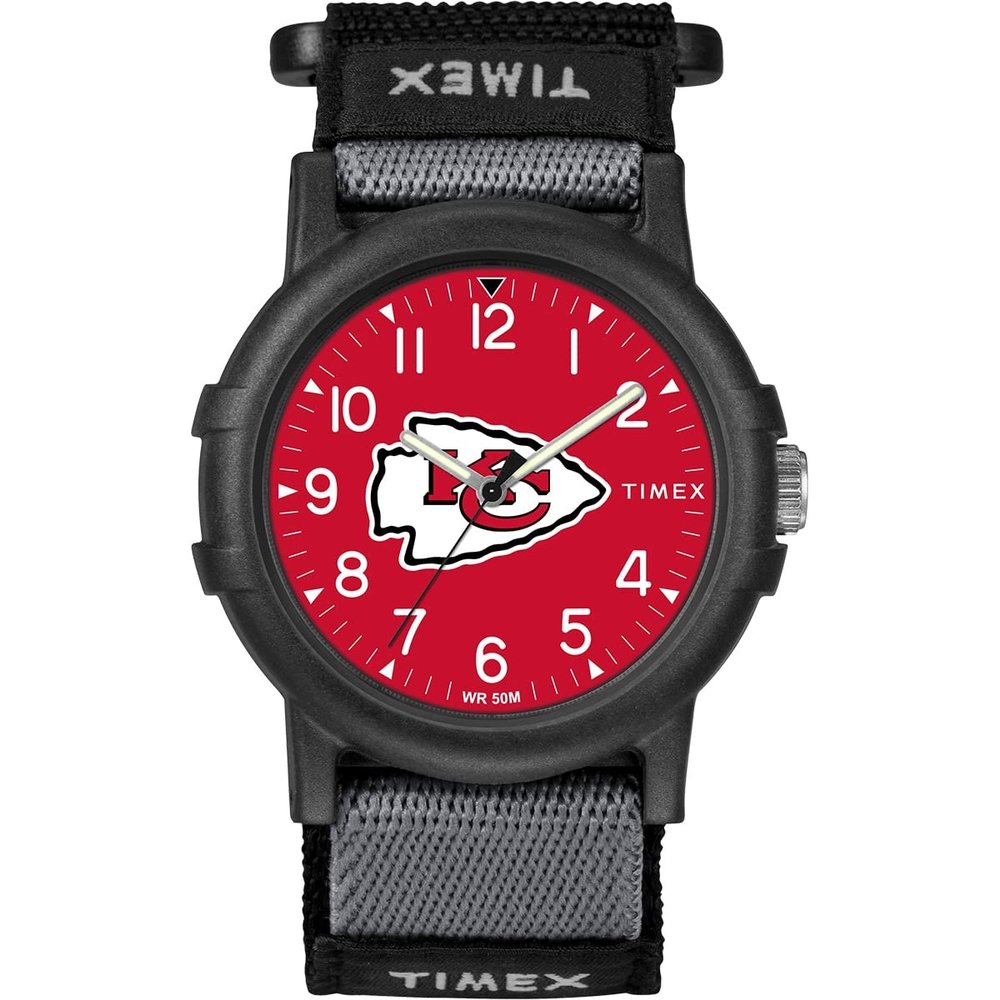 Timex NFL Recruit 38mm Watch  Kansas City Chiefs with Black Fabric Strap