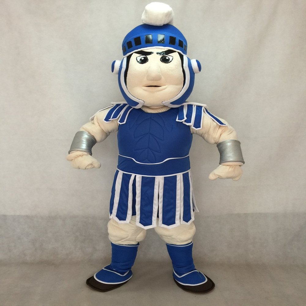 rushopn Dark Blue Spartan Trojan Knight Sparty Mascot Costume