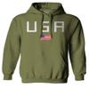 0065. USA American Flag United States of America Patriotic Military Style Sweatshirt Pullover Hoodie (Olive, Large) view 1