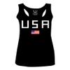 0065. USA American Flag United States of America Patriotic Military Style Women's Tank Top Racerback (Black, Medium) view 1