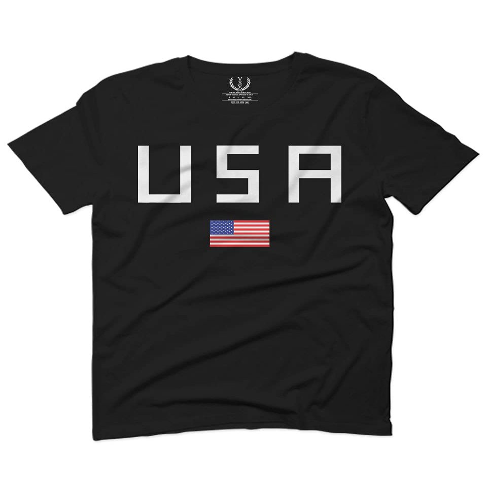 0065. USA American Flag United States of America Patriotic Military Style for Men T Shirt (Black 2X-Large)
