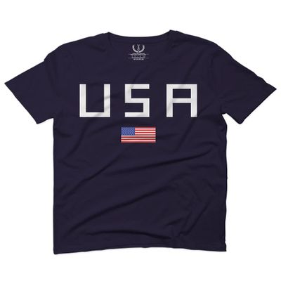 0065. USA American Flag United States of America Patriotic Military Style for Men T Shirt (Navy Blue, 2X-Large)