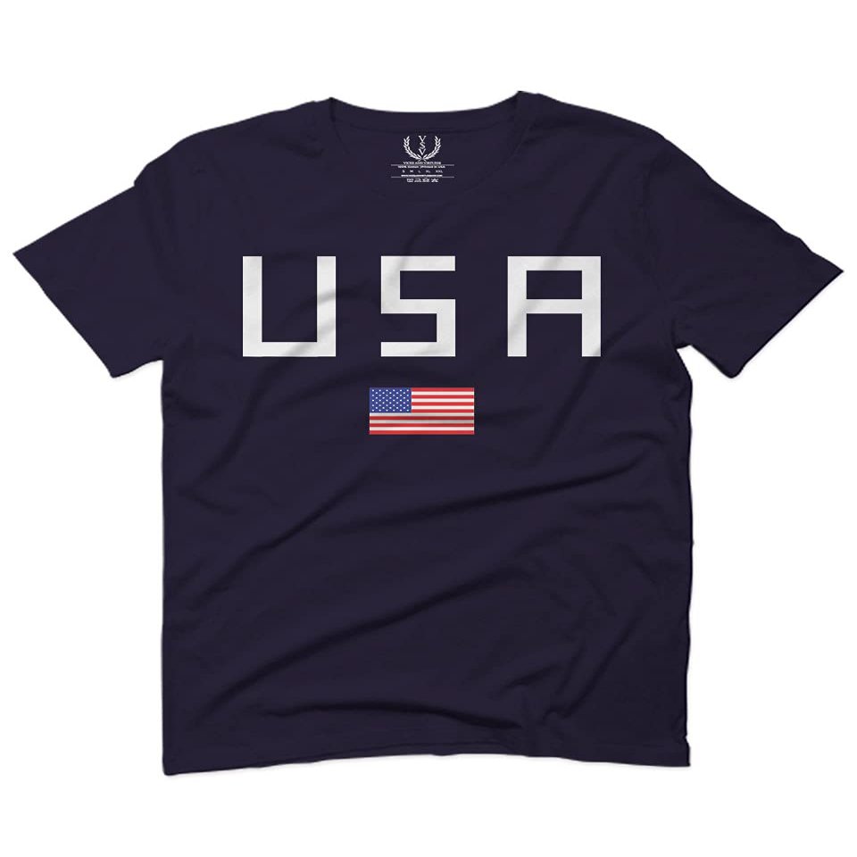 0065. USA American Flag United States of America Patriotic Military Style for Men T Shirt (Navy Blue, 2X-Large)