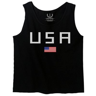 0065. USA American Flag United States of America Patriotic Military Style Men's Tank Top (Black, X-Large)
