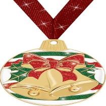 Crown Awards Holiday Medals - 2" Jingle Bells Glitter Medal 20 Pack