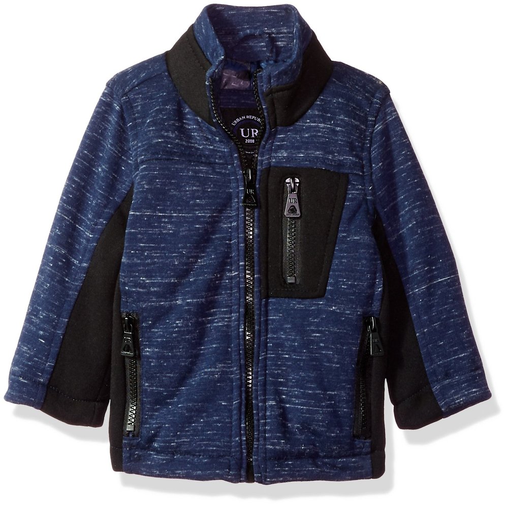 Urban Republic Baby Boys Jersey Melange with Contrast Inserts, Navy, 18M
