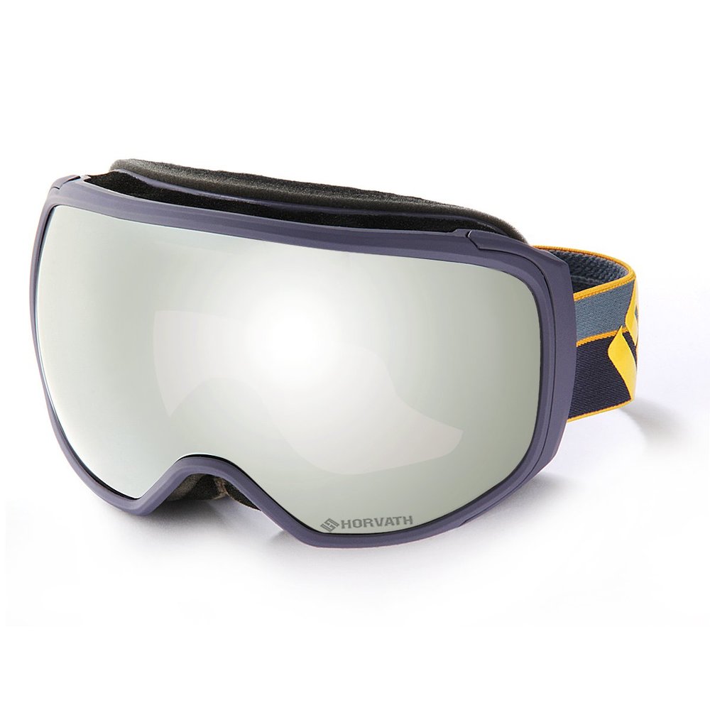 Horvath Adult Ski Goggles Snowboard Snowmobile 100% UV Protective Anti-Fog Scratch Resistant Double Layer Color Optimized ZEISS Lens (Navy Frame Silver Lens)