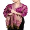 Achillea Soft Silky Reversible Paisley Pashmina Shawl Wrap Scarf w/Fringes (Bright Purple) view 1