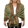 Achillea Soft Silky Reversible Paisley Pashmina Shawl Wrap Scarf w/Fringes (Sage Green) view 1