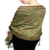 Achillea Soft Silky Reversible Paisley Pashmina Shawl Wrap Scarf w/Fringes (Sage Green) view 3