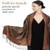Achillea Soft Silky Reversible Paisley Pashmina Shawl Wrap Scarf w/Fringes (Olive Burgundy) view 4