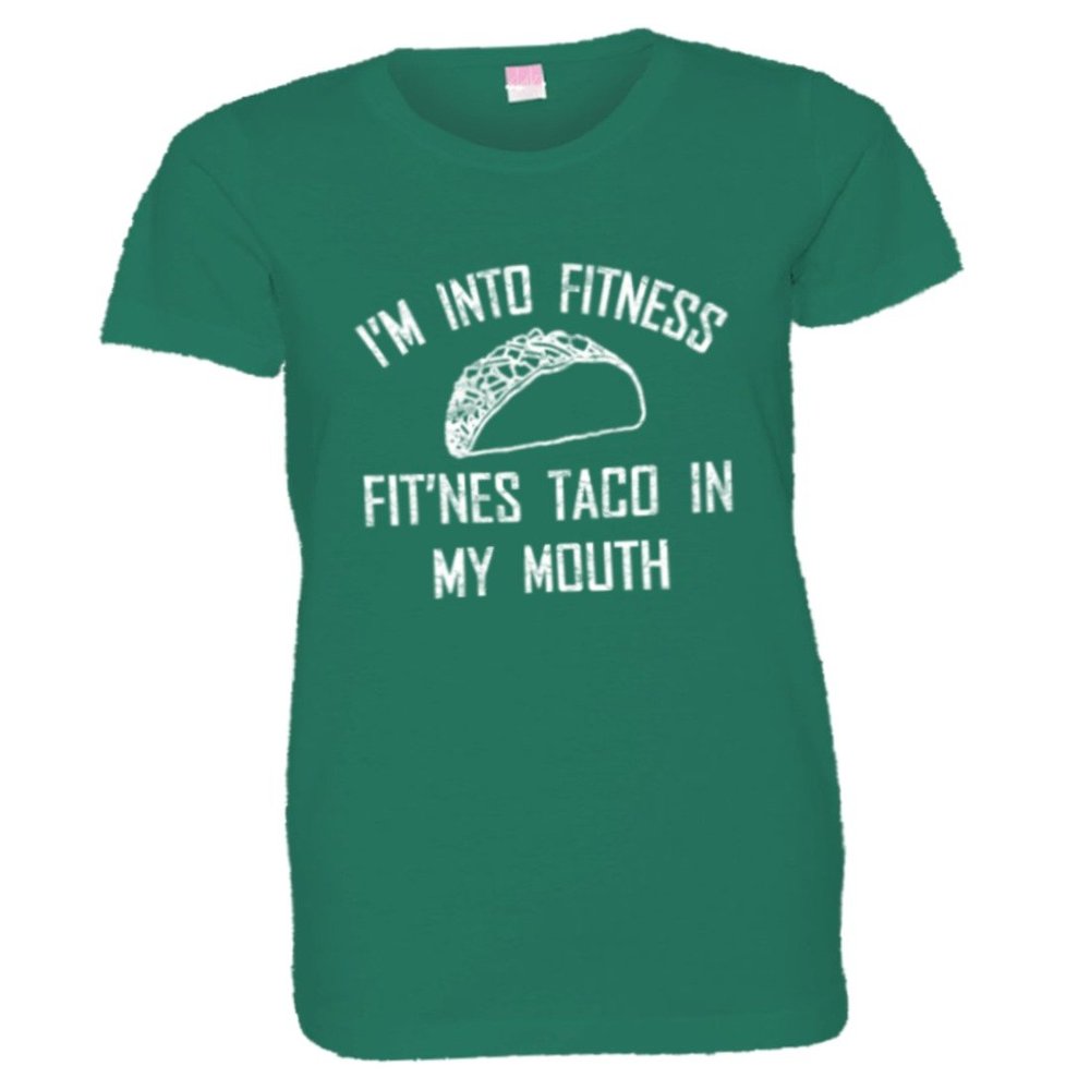 Womens Fitness Fit This Taco Into My Mouth Distressed Tee-Kelly-M