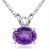 1pc Adabele Real Sterling Silver February Birthstone Necklace 16 inch 6mm Purple Amethyst Round Cut Solitaire Cubic Zirconia CZ Stone Pendant Anniversary Birthday Women Gift NK16-A2 view 1
