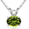 1pc Adabele Real Sterling Silver August Birthstone Necklace 16 inch 6mm Green Peridot Round Cut Solitaire Cubic Zirconia CZ Stone Pendant Anniversary Birthday Women Gift NK16-A8 view 1