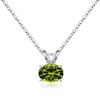 1pc Adabele Real Sterling Silver August Birthstone Necklace 16 inch 6mm Green Peridot Round Cut Solitaire Cubic Zirconia CZ Stone Pendant Anniversary Birthday Women Gift NK16-A8 view 4