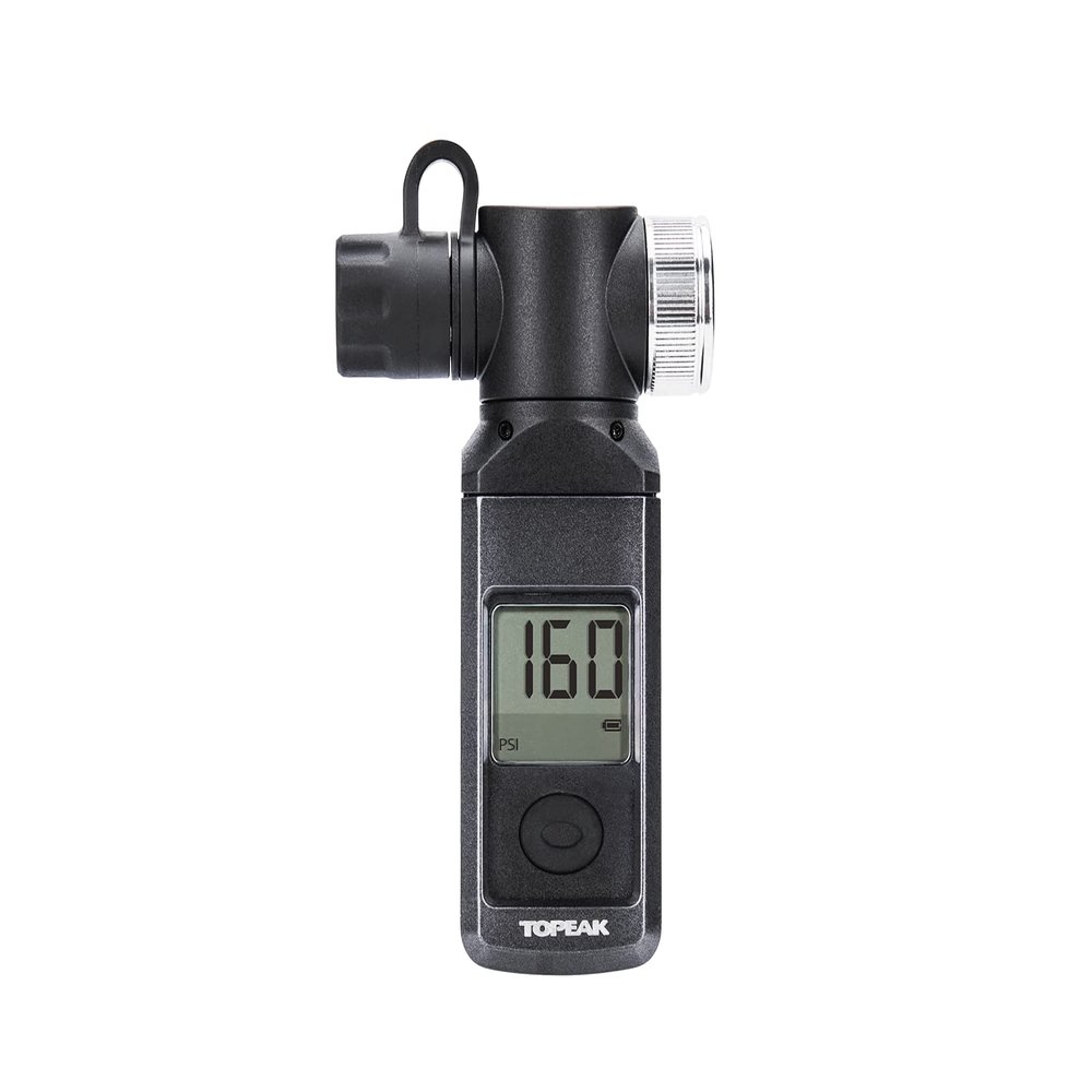 Topeak Shuttle Gauge Digital Tire Pressure Gauge 300 PSI / 20.7 Bar High-Precision Gauge for Presta, Schrader & Dunlop Valves Rotating Head, Air Release Button & Auto-Off Display