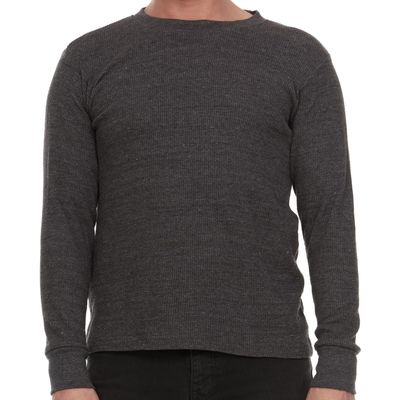 JMR Mens Thermal Shirt Long Sleeve - Heavyweight 100% Cotton Waffle Weave Top, Warm Breathable Base Layer or Standalone Cold Weather Essential (Charcoal)