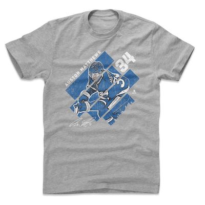 500 LEVEL Auston Matthews Shirt (Cotton, XX-Large, Heather Gray) - Auston Matthews Stripes B WHT