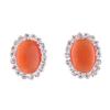 Bridal Rhinestone Opal Oval Shape Clip on Earrings for Women Charm Jewelry No Hole Ear Clip (Orange) view 1