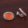 Bridal Rhinestone Opal Oval Shape Clip on Earrings for Women Charm Jewelry No Hole Ear Clip (Orange) view 2