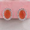 Bridal Rhinestone Opal Oval Shape Clip on Earrings for Women Charm Jewelry No Hole Ear Clip (Orange) view 4