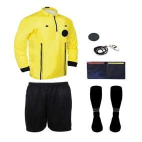 New! 2018 Pro Soccer Referee Package Full Sleeve (7 Piece) (Yellow, AL (Chest 44-46"))